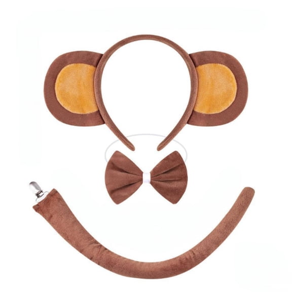 koolsoo Brown Monkey Headband Hair Hoop Animal Ears Soft Plush Material Lightweight Comfort for Children Parties and Themed Photos