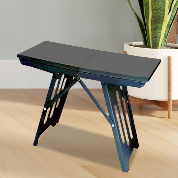 koolsoo Camp Stool Camping Stool Lightweight Footrest Carbon Steel Frame Small Foldable Chair Folding Stool for Garden Fishing Travel Black