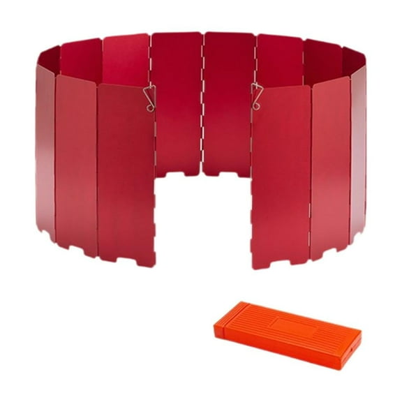 koolsoo Camp Windscreen Windshield Foldable with Carrying Bag 16 Plates Wind Protection Wind Shade for Hiking BBQ Picnic Cooker Red