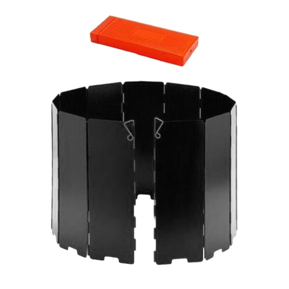 koolsoo Camp Windscreen Windshield Folding Compact with Carrying Bag Wind Protection Wind Shade for Picnic Cooker Outdoor Black
