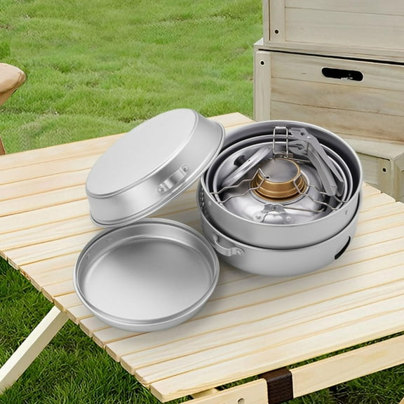 koolsoo Camping Cookware Mess Set Pot and Pan Easily to Clean Portable Lightweight Gear Cooking Gear Cooking Pot for Camp Hiking Picnic