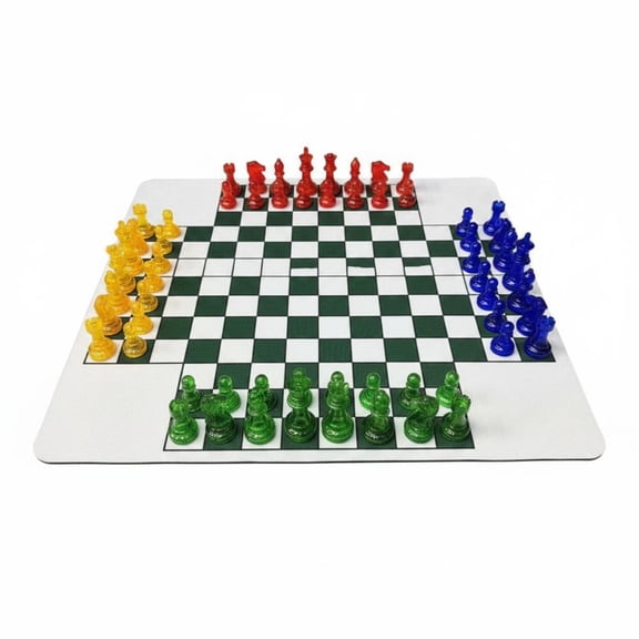 koolsoo Chess Tabletop Board Game Set Portable Acrylic Pieces Compact 35 Cm Board Strategic Fun for Four Players and Gatherings