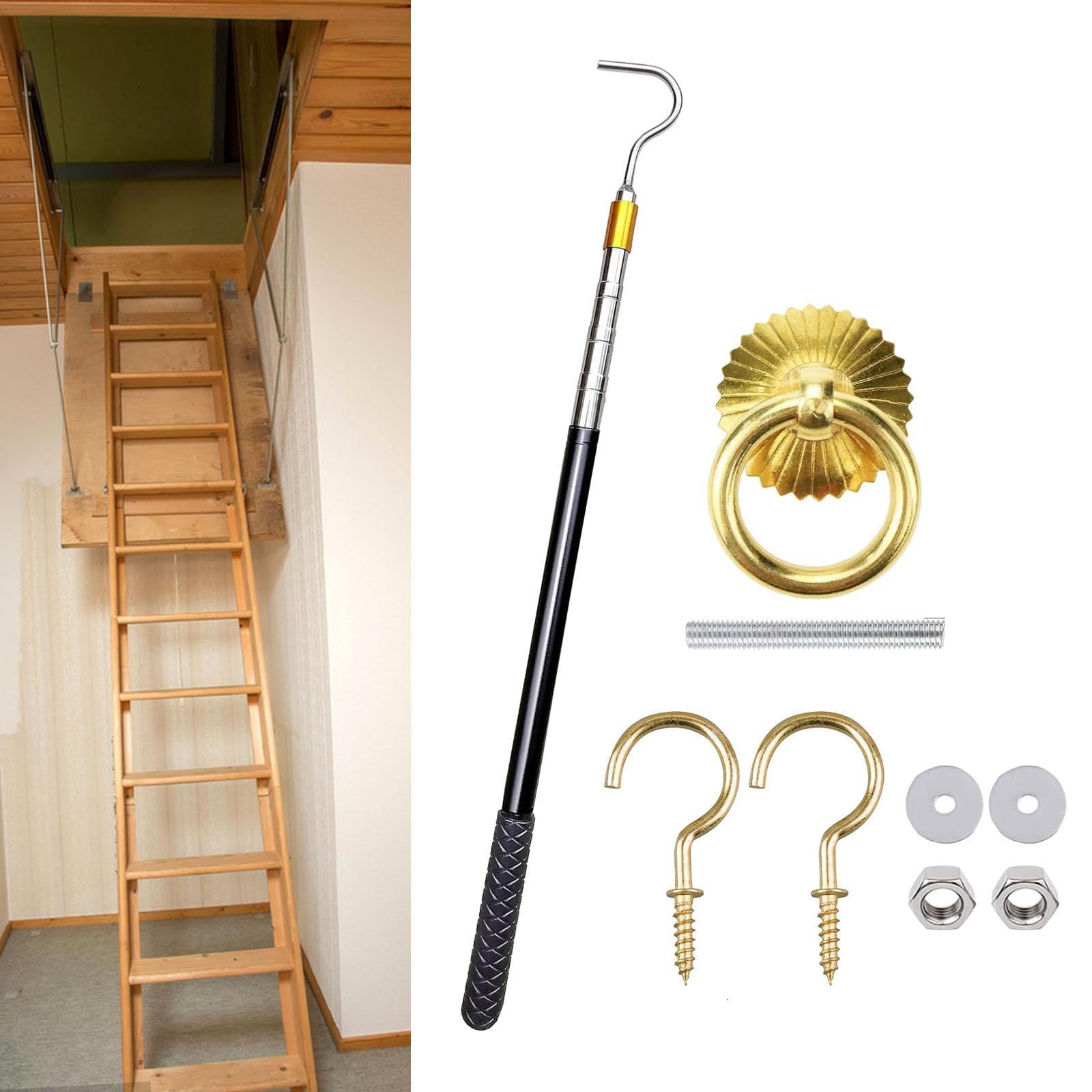 koolsoo Complete Ladder Pull Down System Kit Extension Rod up to 64.6 ...