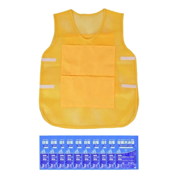 koolsoo Cooling Ice Vest Lightweight with 8 Reusable Ice Packs for Fishing Sports Picnic Yellow