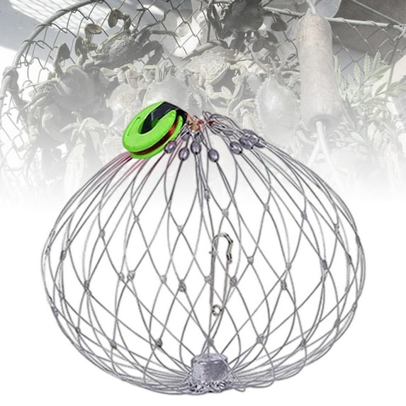 koolsoo Crab Net Outdoor Repeated Use Tackle Fishing for Lobster Crayfish Crabs 52cm Dense Net