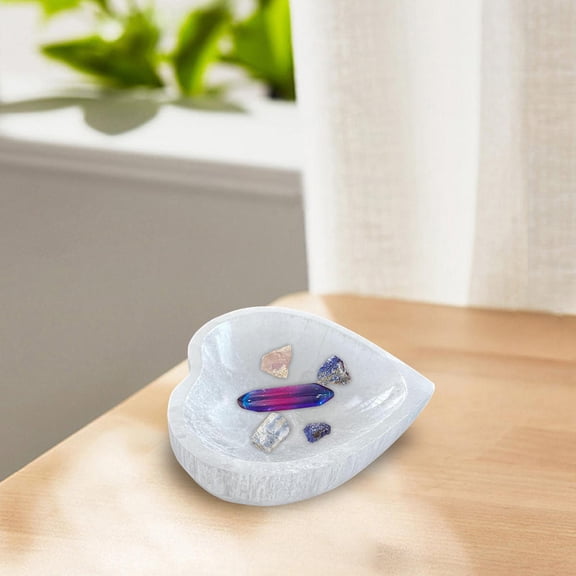 koolsoo Crystal Cleaning Bowl Selenite Crystal Bowl Jewelry Tray Cleaning Charging Bowl Storage Container Crafted with Selenite Material Suitable for Gift Giv 6.5cm