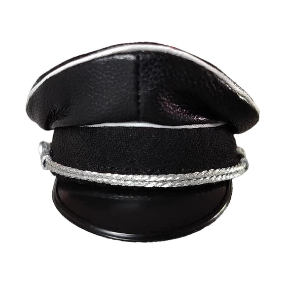 koolsoo Doll Miniature Hat 1/6 Scale Hat Cap Miniature Hat with Brim PU Leather Chauffeur Headgear Hat Suitable for 12 Inch Action Figure Collection D