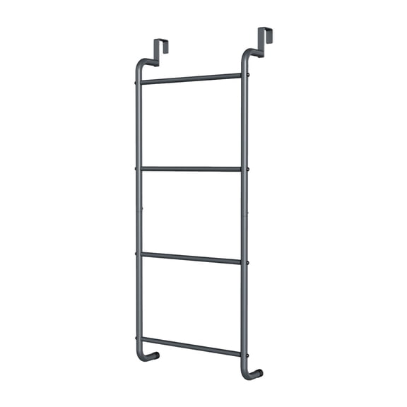 koolsoo Door Hanging Hook Over Door Towel Rack Metal Storage Organizer Hanger Bar Iron Towel Holder with Four Tiers Space Saving Easy Installation Suitable Black