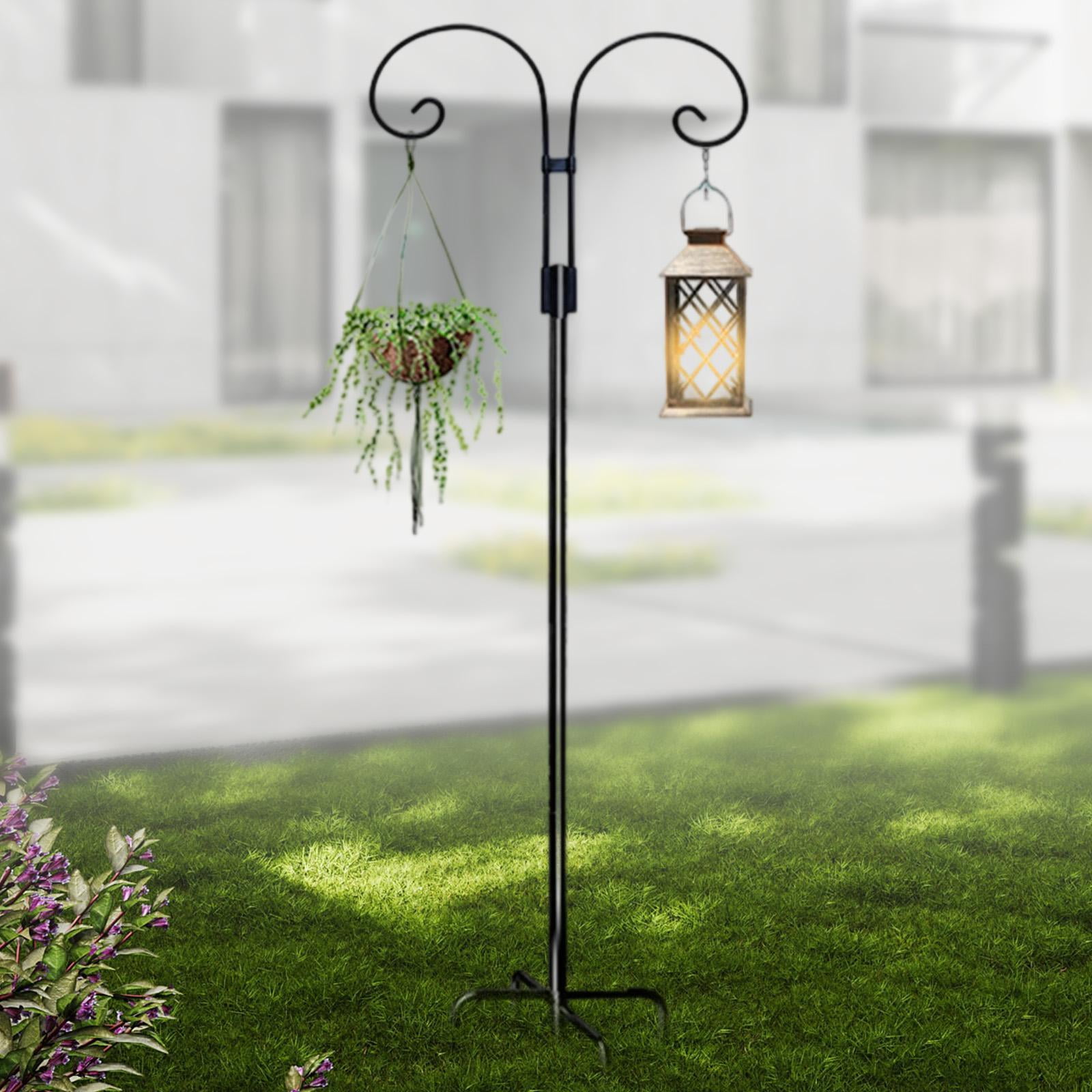 koolsoo Double Shepherds Hook Iron for Hummingbird Feeder Flower Basket Bird Feeders Height 2M