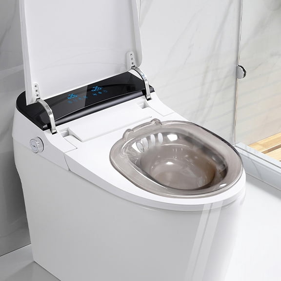 koolsoo Elderly Sitz Bath Women Bidet Hip Bath Portable with Drain Holes for Various Size Toilet Edge, Round, Oval or Elongated , Grey