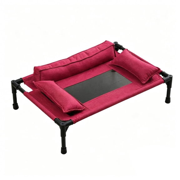 koolsoo Elevated Cat Bed Pet Hammock Cooling Cot Selling Point Removable Washable Cover with Bolster Pillow Applicable for Apartment Balcony Porch