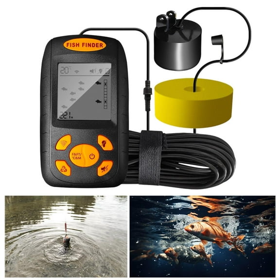 koolsoo Fish Finder Kayak Boat Fishfinder,Transducer LCD Display Sea Fishing Fishing Equipment Water Handheld Fish Depth Finder