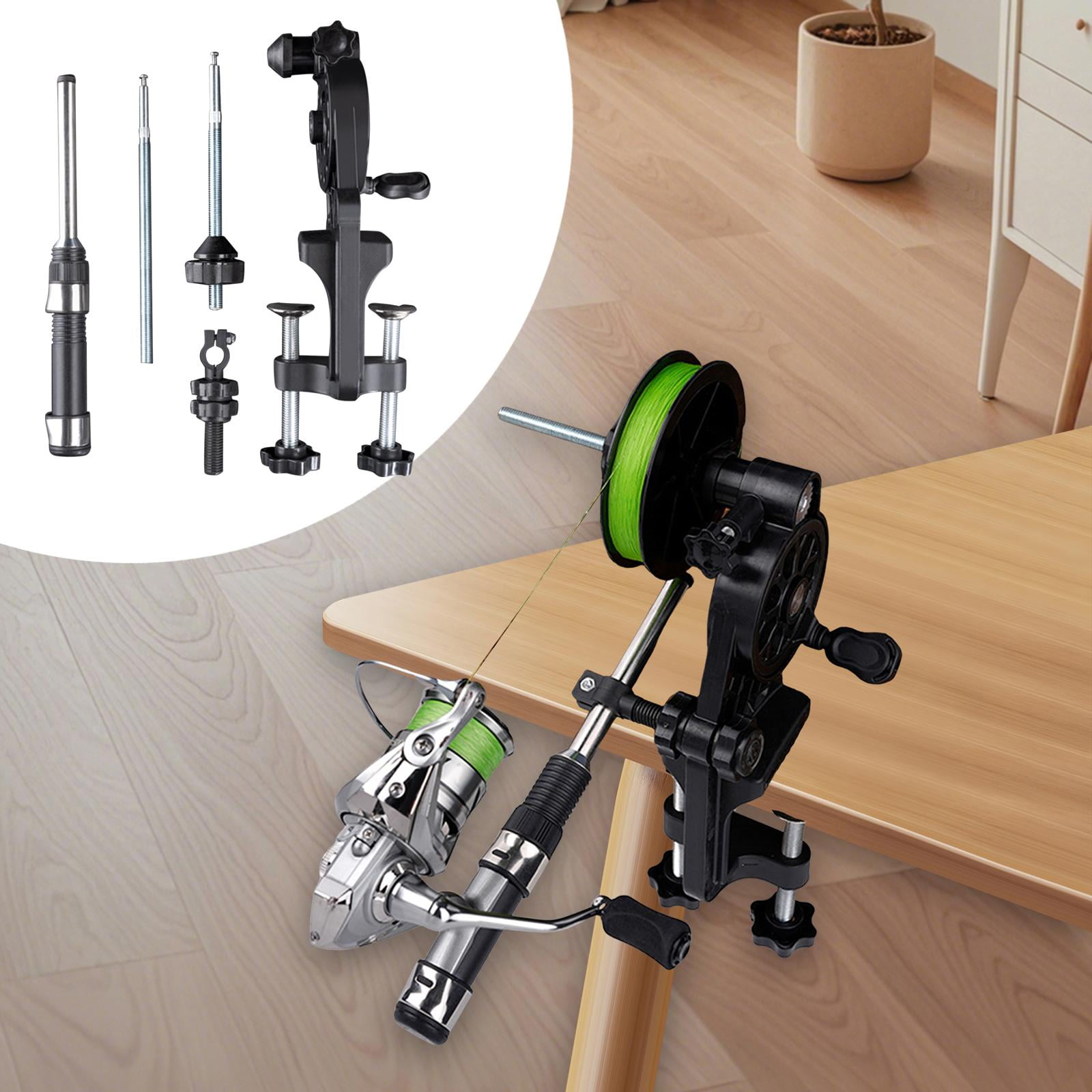 koolsoo Fishing Line Spooler Equipment Adjustable Compact Supplies Sturdy Portable Accessories Fishing Line Winder Machine for Adults with Line Pole