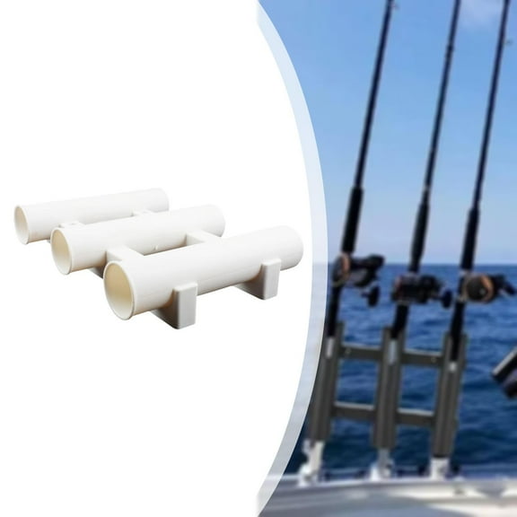 koolsoo Fishing Rod Holder ,Tube 3 Rod Rack, Convenient Storage, Vertical with 4 Screws Rests Support for Truck Car Yacht Garage Boat White