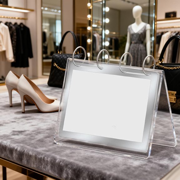 koolsoo Flip Desktop Card Menu Display Stand Double Sided Multi Page Desktop Card Vertical Sign Holder for Cafes Restaurant, Tabletop A6