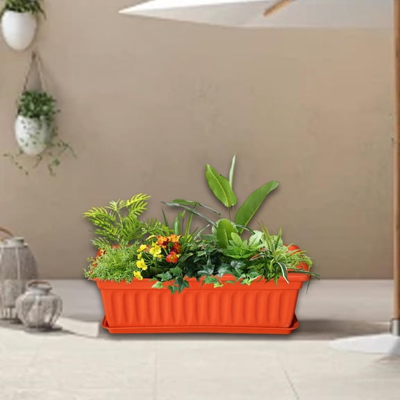 koolsoo Flower Pot Window Box Planter Vegetable Planting Box Vegetable Flower Planters Boxes Gardening Nursery Pot for Balcony Porch Brick Red