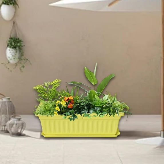 koolsoo Flower Pot Window Box Planter Vegetable Planting Box Vegetable Flower Planters Boxes Gardening Nursery Pot for Balcony Porch Yellow