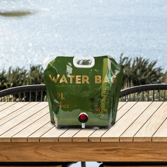 koolsoo Folded Water Storage Bag Camping Water Container with Removable Faucet Lightweight Leakproof Water Carrier for Outdoor Sports Green