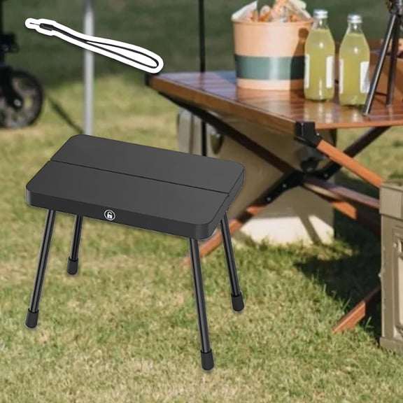 koolsoo Folding Camping Stool Camp Stool Lightweight Multifunction Recliner Foot Rest Small Foldable Chair for Park Fishing Patio BBQ Black