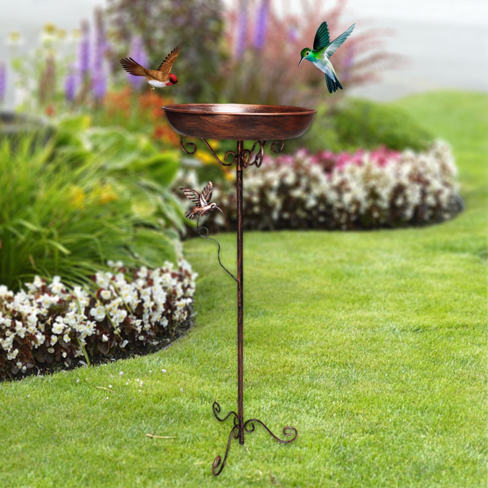 koolsoo Freestanding Bird Bath Bowl Bird Feeder Outside Patio Feeding ...