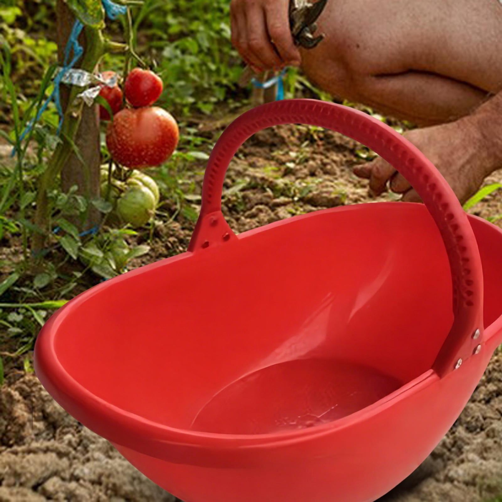 koolsoo Garden Basket Vegetables Gathering Holder Reusable Holder with Ergonomic Handle Fruit Picking Basket for Backyard Countryside S