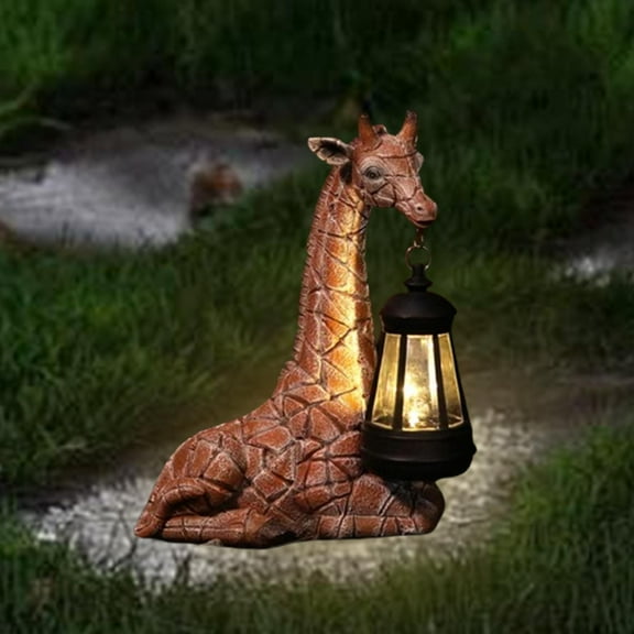 koolsoo Garden Giraffe Statue with Solar Light Decorative for Porch Pathway Backyard