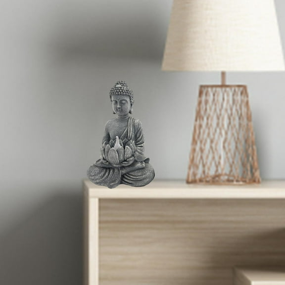 koolsoo Garden Solar Buddha Sculpture with Lamp Entrance Ornament for Courtyard Size L