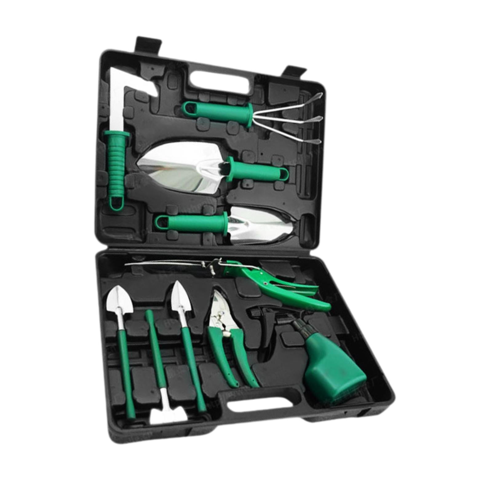 koolsoo Garden Tools Set Gardening Hand Tools Ergonomic Handle Shovels Yard with Storage Tote Bag Utility Tools for Lawn Agricultural 10Pcs 38x28x7cm