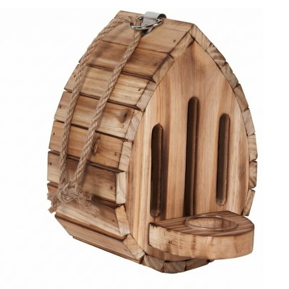 koolsoo Hanging Butterfly Feeder House with Clear Dish Tray Wooden Habitat Shelter for Gardeners Patio Yard Outdoor Use Natural Brown Finish