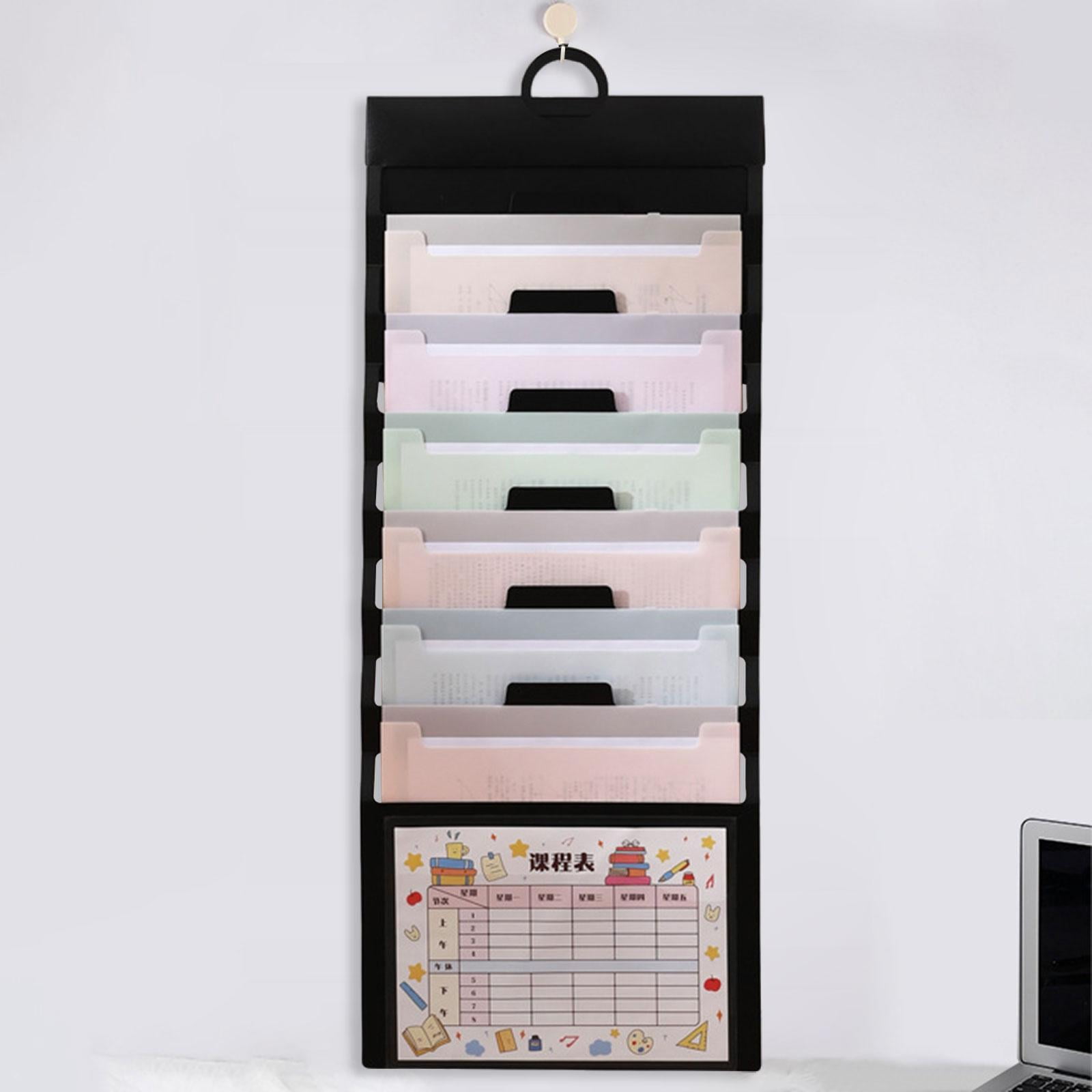 koolsoo Hanging Wall File Organizer Document Holder 6 Pocket Wear Resistant Sturdy Paper Folder File Folder Expanding for Home School colorful