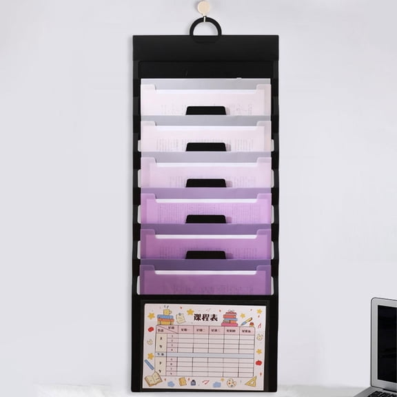 koolsoo Hanging Wall File Organizer Document Holder 6 Pocket Wear Resistant Sturdy Paper Folder File Folder Expanding for Home School violet