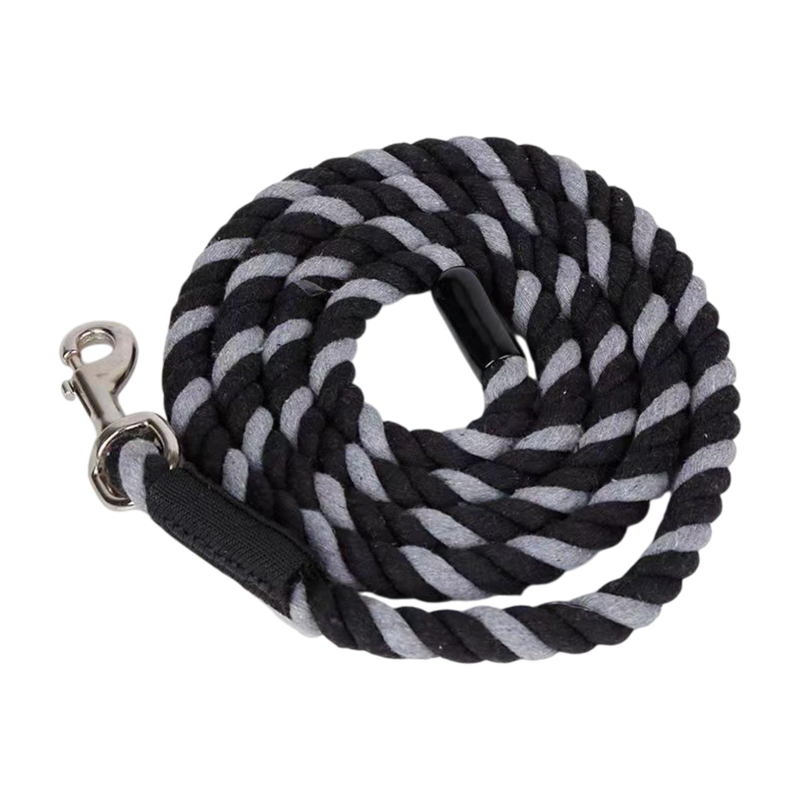 Longe De Travail 9 Mètres Noire Pour Cheval Ou Chien - Lanière En Toile, Avec Mousquetons Et Arrêts Cuir, Neuve