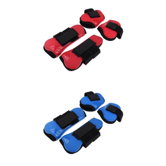 koolsoo Horse Tendon Boots (8 pcs - Front & Hind), PU Shell Tendon Fetlock Brace Guard Boots for Riding Shock Absorbing Jumping Competition