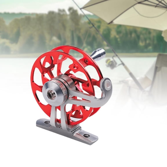 koolsoo Ice Fishing Reel 65 mm Fishing Tackle Gear Portable Fisherman Gift for Freshwater Saltwater for Raft Aluminum Alloy All Metal Red