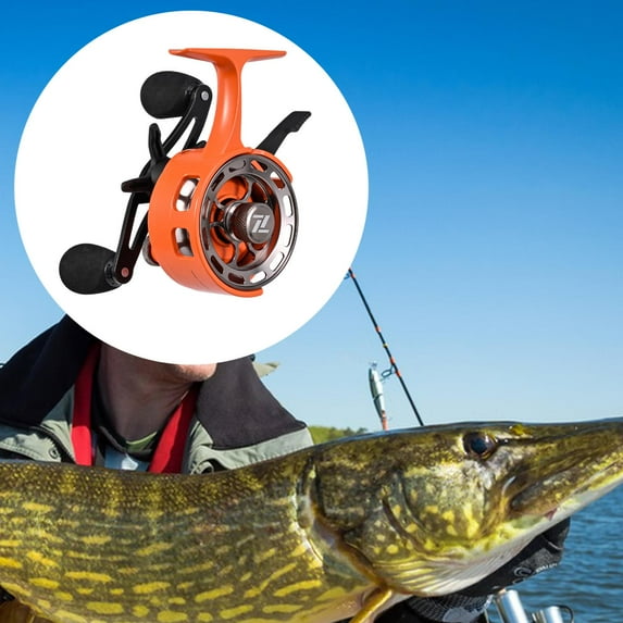 koolsoo Ice Fishing Reel Ultralight Ice Fishing Equipment for Freshwater Summer Orange Left Hand