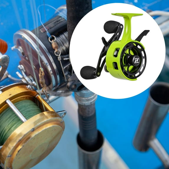 koolsoo Ice Fishing Reel Ultralight Ice Fishing Equipment for Freshwater Summer YellowGreen LeftHand