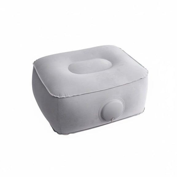 koolsoo Inflatable Foot Rest Travel Ottoman Footstool Soft Flocked PVC Adjustable Height Layers for Commuters Office Desk Car Airplane