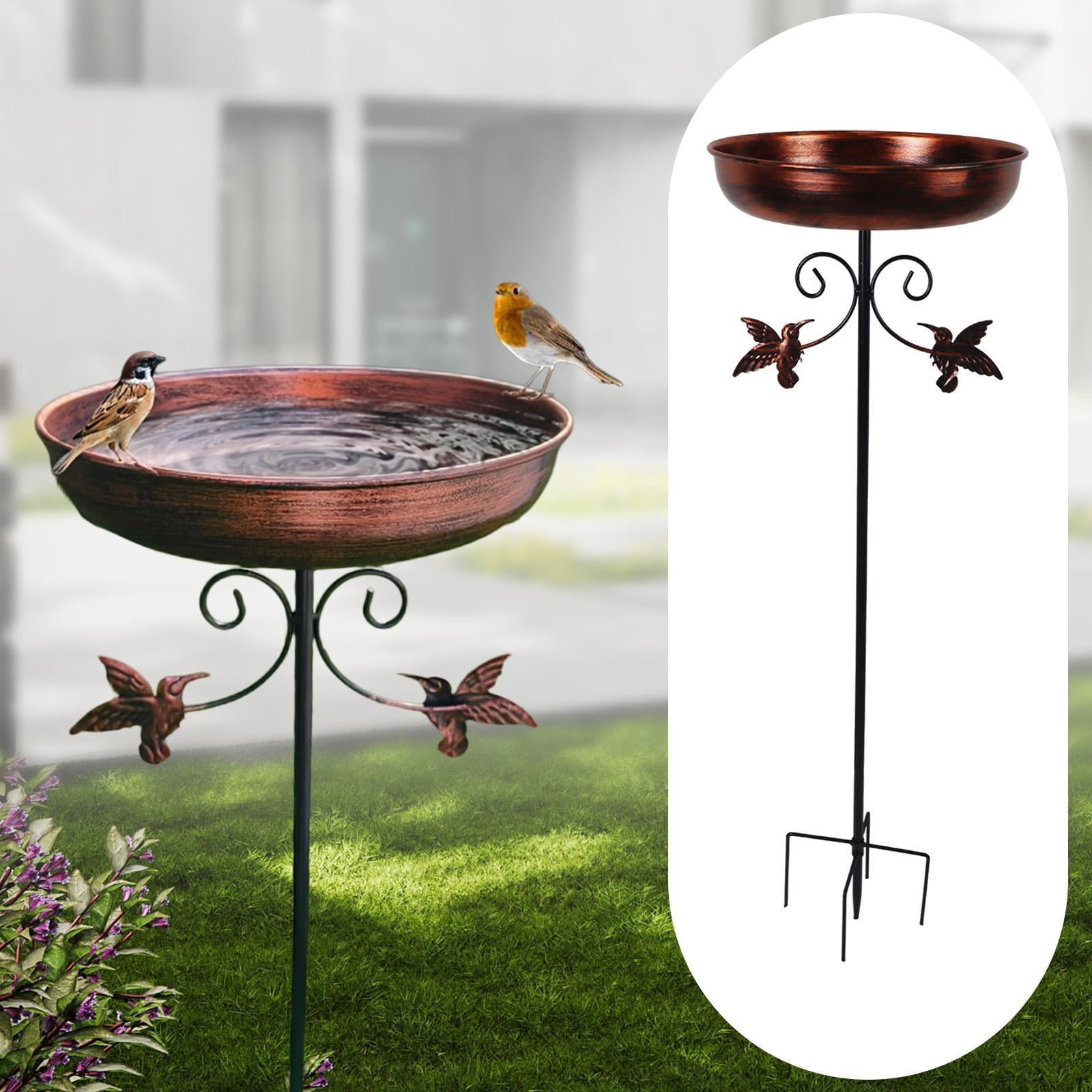 koolsoo Iron Bird Bath Bowl Water Bowl Gift Landscape with Garden Stake Bird Feeder Tray for Fence Outside Balcony Porch Housewarming
