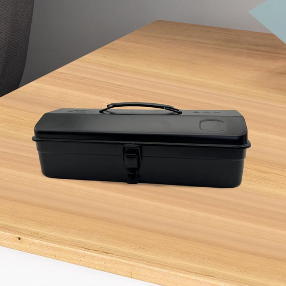 koolsoo Iron Tools Box Empty Tool Box Multipurpose Hardware Storage Easy Access Electrician Tool Chest Hand Tool Case Tools Organizer Black