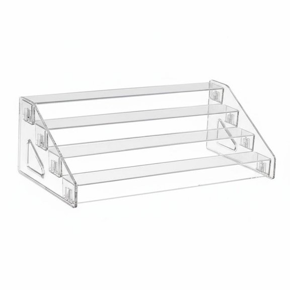 koolsoo Medal Display Rack Stand Holder Acrylic 3 Tier Stepped Design Compact Size for Runners Badges Coins Desktop