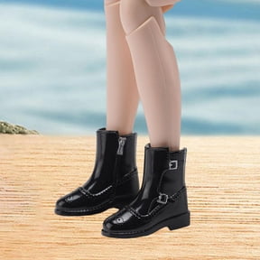koolsoo Mini Doll Figure Boots Pair for 1/8 Scale Action Figure Accessory Female Male PVC Simulation Shoe Kit Suitable for Collectors Display Gift Giving Home black