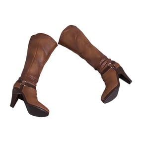 koolsoo Miniature Doll Boots Action Figure Accessories High Heeled Shoes Mid Calf Length Footwear PU Material Decorative Doll Boot Model Suitable for Display Collection Gift Giving Brown