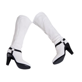 koolsoo Miniature Doll Boots Action Figure Accessories High Heeled Shoes Mid Calf Length Footwear PU Material Decorative Doll Boot Model Suitable for Display Collection Gift Giving White