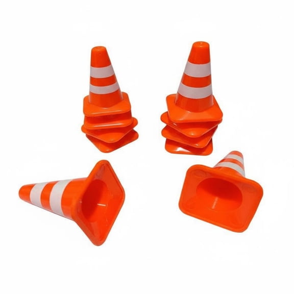 koolsoo Miniature Traffic Cone Realistic Design Toy Road Cones and Barriers Smooth without Burrs Sand Table Barrier Model for Hobbyists, Diorama Building