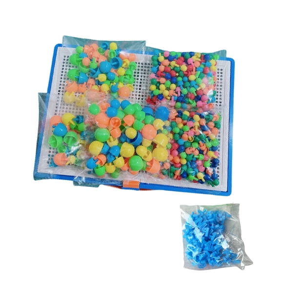 koolsoo Mushroom Nails Pegboard Occupational Educational Activities Peg Toy Puzzle Game Button Nails Peg Board Including Storage Basket And Design Templates 648pcs