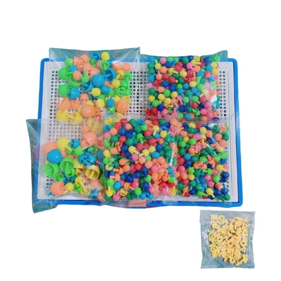 koolsoo Mushroom Nails Pegboard Occupational Educational Activities Peg Toy Puzzle Game Button Nails Peg Board Including Storage Basket And Design Templates 832pcs