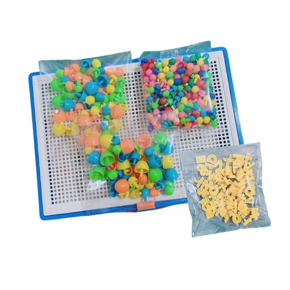 koolsoo Mushroom Nails Pegboard Occupational Educational Activities Peg Toy Puzzle Game Button Nails Peg Board Including Storage Basket And Design Templates 352pcs