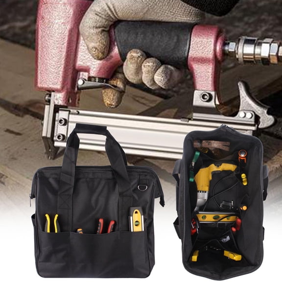 koolsoo Outdoor Tool Bag Tool Organizer Tool Carrying Case Zippered Wide Mouth Tool Tote Tool Handbag for Electrician Worker Plumbers