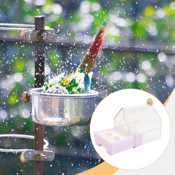koolsoo Parrot Bathing Box Cage Accessory Accessory for Budgerigar Parakeets Finches Purple