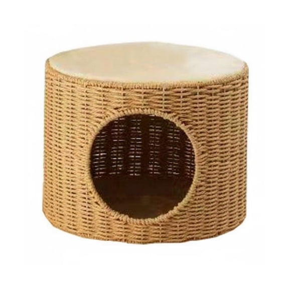 koolsoo Pet Lounging Cat House Wicker Bed Handwoven Enclosed Shelter Breathable Comfort for Indoor Cats Year Round